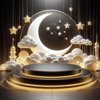 ai generato 3d Ramadan tema Prodotto podio, ai generato foto