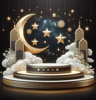 ai generato 3d Ramadan tema Prodotto podio, ai generato foto