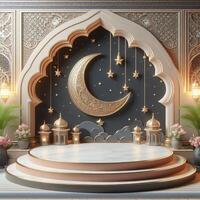 ai generato 3d Ramadan tema Prodotto podio, ai generato foto