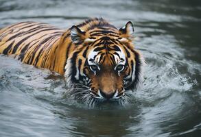 ai generato un' vicino su di un' tigre nel il giungla foto