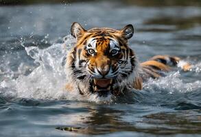 ai generato un' vicino su di un' tigre nel il giungla foto