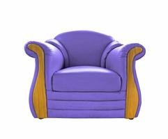 vecchio divano in pelle viola isolato su bianco foto