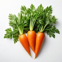 ai generato fresco crudo carote su un' bianca sfondo foto