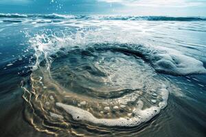ai generato oceano correnti forma sabbia e creare vortici. foto