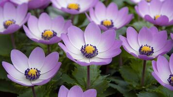 ai generato macro primavera foto di bellissimo blu fiore anemoni