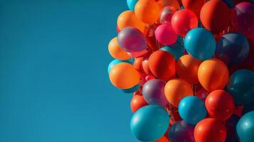 ai generato grappolo di colorato palloncini galleggiante nel il aria foto