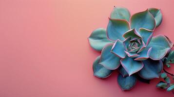 ai generato succulento pianta su rosa sfondo foto