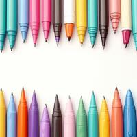 ai generato vivido creatività colorato penne su bianca sfondo con spazio per sociale media inviare dimensione foto