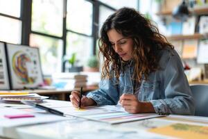 ai generato creativo professionale schizzi nel luminosa studio spazio foto