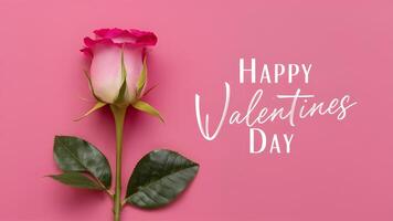 ai generato Immagine contento san valentino giorno saluto carta con bellissimo rosa rosa foto