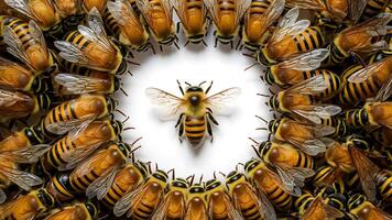 ai generato isolato d'oro api con gruppo di api su bianca foto