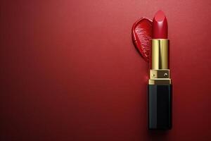 ai generato rosso rossetto con cuore decorazione foto