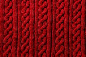 ai generato vivace rosso maglione modello cotone. creare ai foto