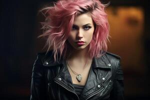 ai generato tagliente punk roccia donna. creare ai foto