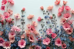 ai generato mazzo di fiori adornare un' parete foto