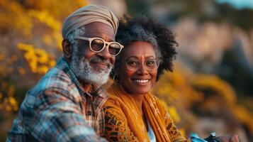 ai generato uomo e donna sorridente per telecamera foto