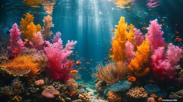 ai generato vivace corallo scogliera subacqueo foto