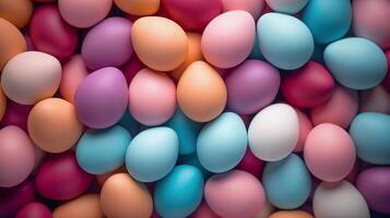 ai generato Pasqua colorato sfondo uova. superiore Visualizza. foto