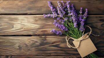 ai generato lavanda fiori accanto carta foto