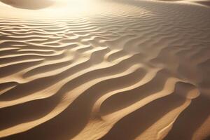 ai generato un' fotografia in mostra il intricato giocare di leggero e ombra su un' deserto duna. generativo ai foto