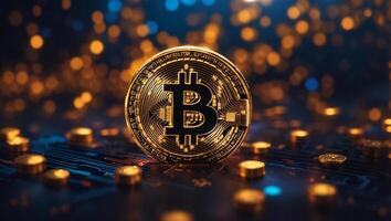 ai generato bitcoin criptovaluta digitale i soldi d'oro moneta tecnologia concetto criptovaluta bitcoin foto