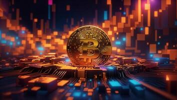 ai generato criptovaluta bitcoin digitale i soldi d'oro moneta tecnologia attività commerciale concetto criptovaluta bitcoin foto