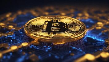 ai generato bitcoin criptovaluta digitale i soldi d'oro moneta tecnologia concetto criptovaluta bitcoin foto