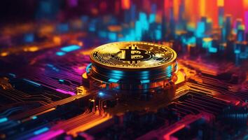 ai generato bitcoin criptovaluta digitale i soldi d'oro moneta tecnologia concetto criptovaluta bitcoin foto