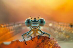 ai generato un' libellula vicino su nel vivace tropicale colori.generativo ai foto