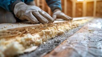 ai generato persona la lavorazione del legno in casa foto