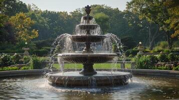 ai generato acqua Fontana nel parco foto