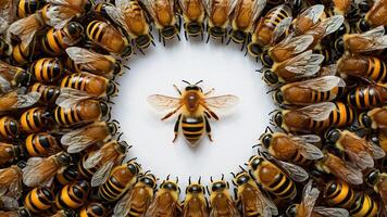 ai generato isolato d'oro api con gruppo di api su bianca foto