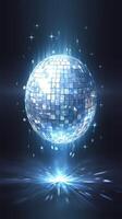 ai generato astratto blu discoteca palla con riflessi per discoteca atmosfera verticale mobile sfondo foto