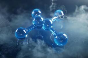 ai generato blu molecolare modello nel Fumo foto