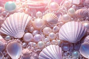ai generato pastello conchiglie e perle sfondo, pastello conchiglie e perle sfondo, pastello perle sfondo, pastello conchiglie sfondo, ai generativo foto