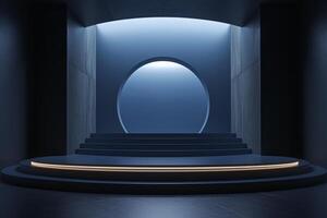 ai generato un' minimalista podio ispirato di il fascino di il notte foto