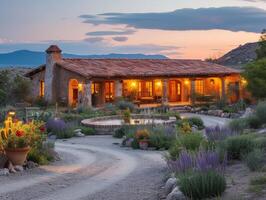 ai generato un' ranch Casa annidato nel il alto deserto foto