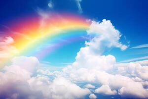 ai generato un' vivace arcobaleno inarcando attraverso il cielo. generativo ai foto