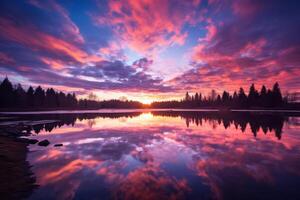 ai generato il cielo in transizione a partire dal viola per rosa a Alba. generativo ai foto