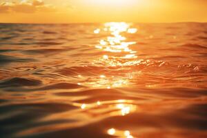 ai generato il d'oro splendore di il sole su il acqua. generativo ai foto