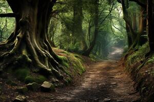 ai generato intimo foresta sentiero scomparsa in il natura selvaggia. generativo ai foto