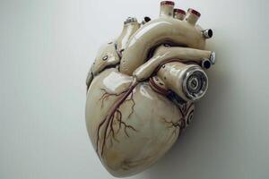 ai generato artificiale cuore bianca sfondo. creare ai foto