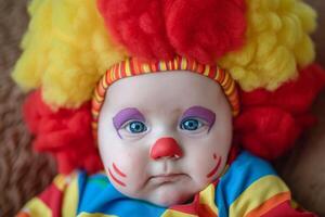 ai generato bambino clown costume. creare ai foto