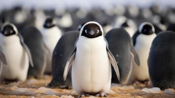 ai generato un' gruppo di pinguini in piedi Il prossimo per ogni Altro. generativo ai foto
