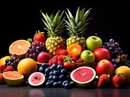 ai generato diverso tipi di fresco frutta foto