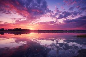 ai generato il cielo in transizione a partire dal viola per rosa a Alba. generativo ai foto