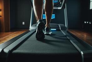 ai generato un individuale corre su un' routine nel un' moderno Palestra impostare. il messa a fuoco su fitness e esercizio è evidente. foto