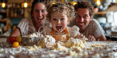 ai generato famiglia votazione il primo giorno di il nascita di figlia foto