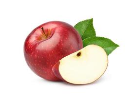 mela con foglia isolata su sfondo bianco foto