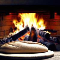 ai generato arioso fatti in casa croccante pane. al forno merce a partire dal il forno, fresco, piccante. ai generato. foto